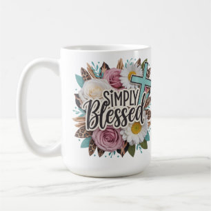 Caneca De Café Bastante Bênção Cruz Cristã Floral