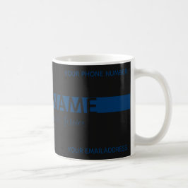 Caneca De Café Bastante elegante negócio de stripe negra e marinh