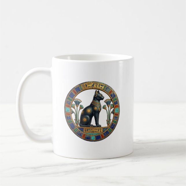 Caneca De Café Bastet Sagrada: Deusa Gata do Antigo Egito (Esquerda)
