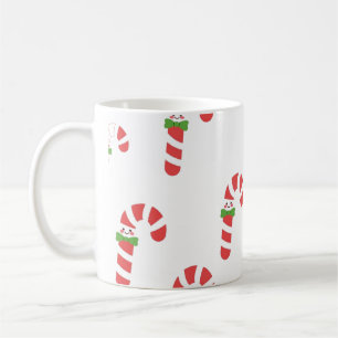 Caneca De Café Bastões de Doce Kawaii Padrão de Natal