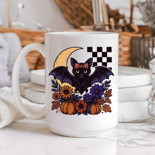 Caneca De Café Bat De Halloween Com Estética Gótica Da Lua