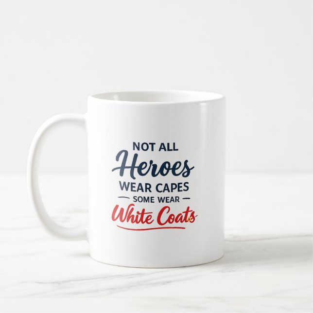 Caneca De Café Bata Branca de Herói Médico Personalizada (Esquerda)