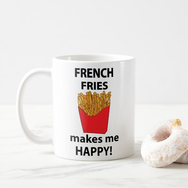 Caneca De Café Batata Frita Me Faz Feliz Batata Frita (Com Donut)