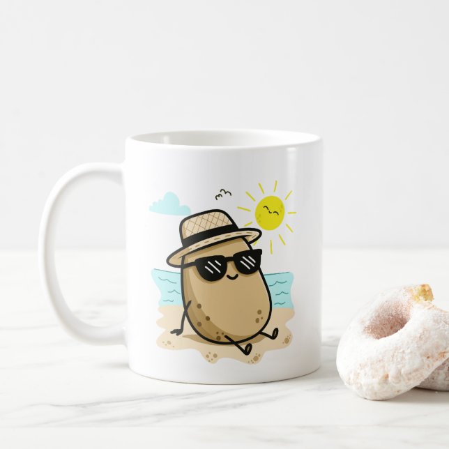 Caneca De Café Batata Na Praia Vibes de Verão (Com Donut)