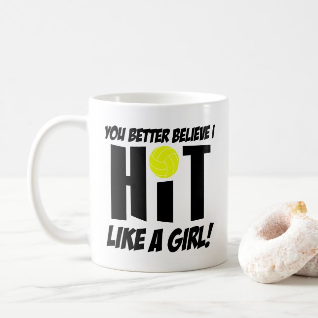 Caneca De Café bater como uma garota volei (Com Donut)