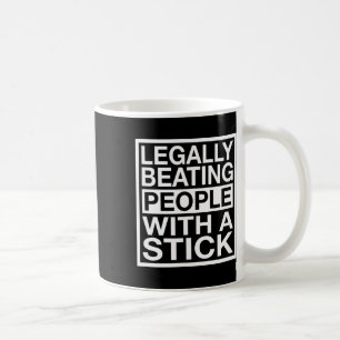 Caneca De Café Bater Legalmente Pessoas Com Uma Lacrosse De Pau