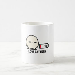 Caneca De Café Bateria Baixa 1% - Minimalista Personagem Fofo Can