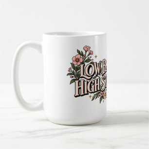 Caneca De Café Bateria Baixa Padrões Altos Estética Floral Divert