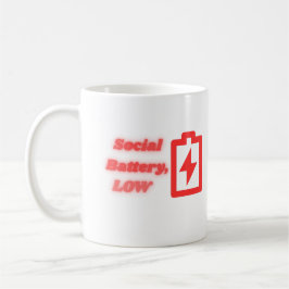 Caneca De Café Bateria Social Baixa Introvertido Engraçado Minima