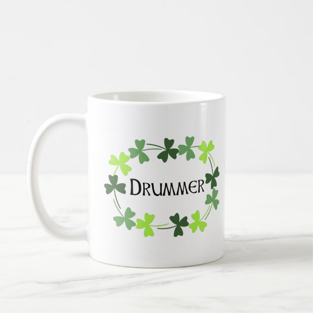 Caneca De Café Baterista Shamrock Oval (Esquerda)