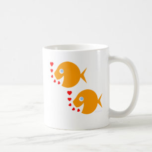 Caneca De Café Batida de Cartoon Goldfish Newlywein Love Honeymoo
