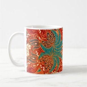 Caneca De Café Batik Malaio: Belo Padrão de Arte.