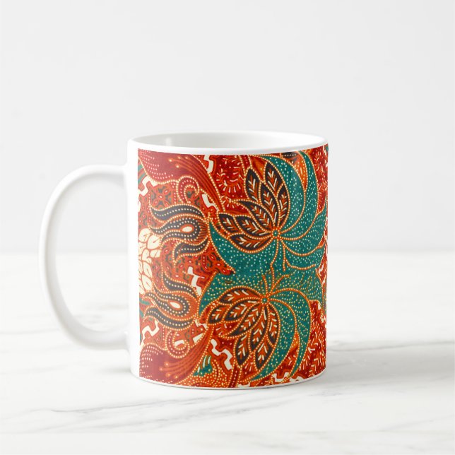 Caneca De Café Batik Malaio: Belo Padrão de Arte. (Esquerda)
