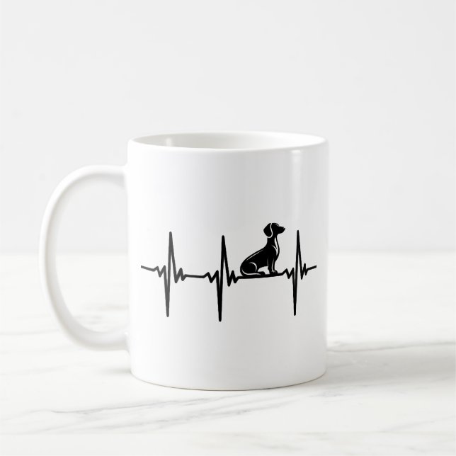 Caneca De Café Batimento Cardíaco para Cães Dachshund Leais (Esquerda)