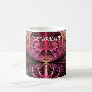 Caneca De Café Batimento cardíaco, texto fractal de fantasia surr