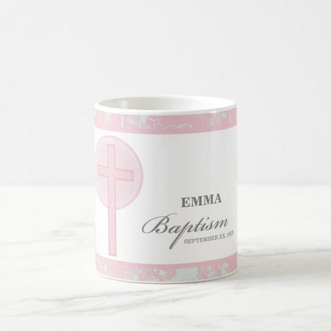 Caneca De Café Batismo rosa de cadela personalizado (Centro)