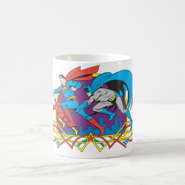 Caneca De Café Batman + Super-Homem + Flash (Centro)