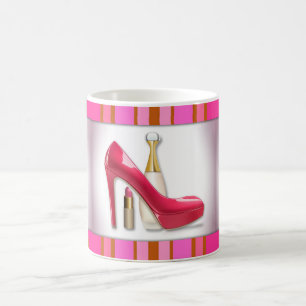 Caneca De Café Batom cor-de-rosa do perfume do salto alto