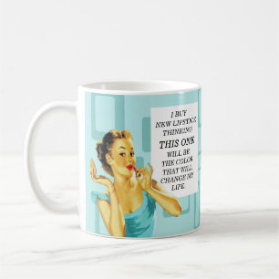 Caneca De Café Batom Divertido de Dona de Casa Retro