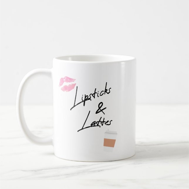 Caneca De Café Batom e beleza feminino do divertimento de Lattes (Esquerda)