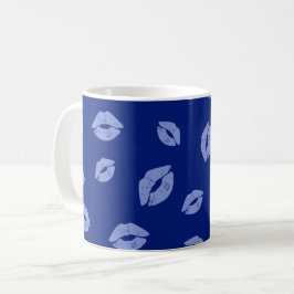 Caneca De Café Batom - Padrão Sem Costura - Ossos Azuis