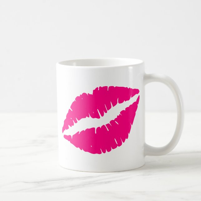 Caneca De Café Batom rosa beijando pop art (Direita)