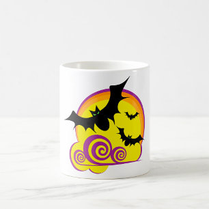 Caneca De Café Bats Voadores Noite das Bruxas Moon Cheio