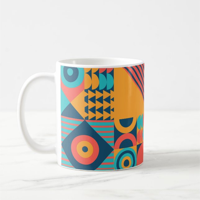 Caneca De Café Bauhaus Retro: Musical Geométrico dos anos 70 (Esquerda)