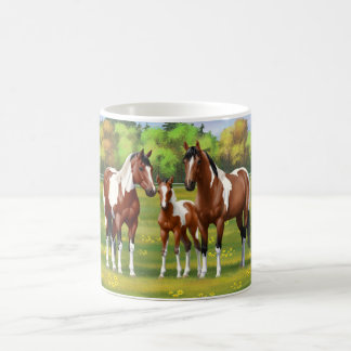 Caneca De Café Bay Pinto Paint Quarter Horses Na Pastagem De Verã