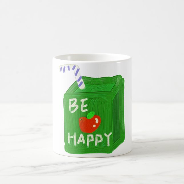 Caneca De Café Be Happy With Apple Design T-shirts By Will Power (Centro)