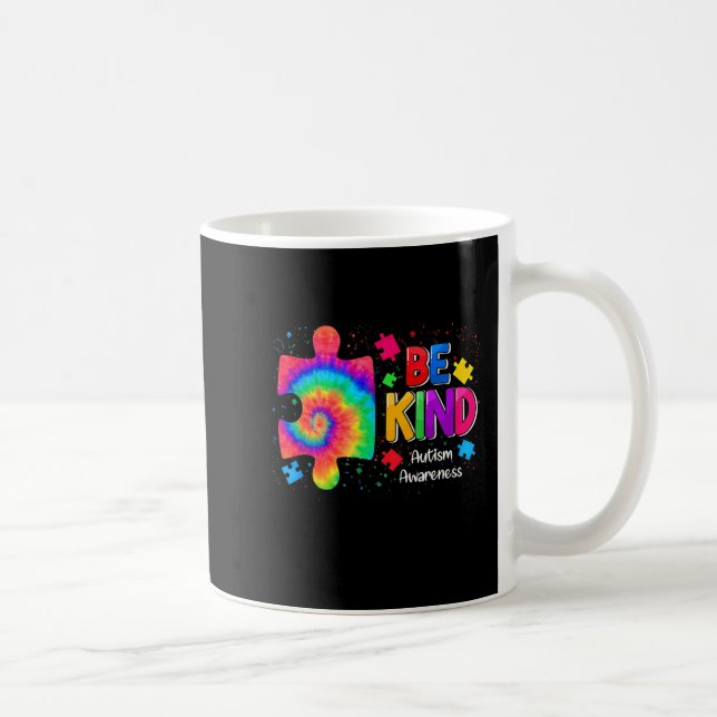 Caneca De Café Be Kind Puzzle Pieces Tie Dye Cute Autism Awarenes (Direita)