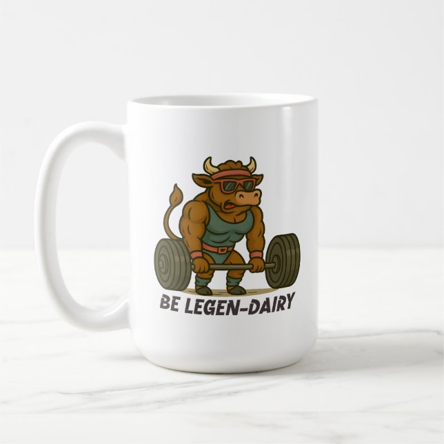 Caneca De Café Be Legen-Dairy – Funny Bull Deadlift Gym Workout (Esquerda)