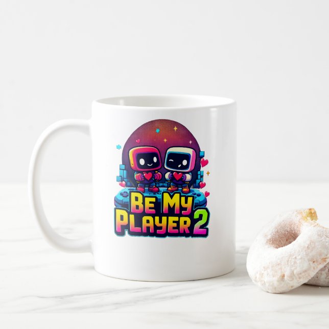 Caneca De Café Be My Player 2 Mug – Gamer Couple Gift (Com Donut)