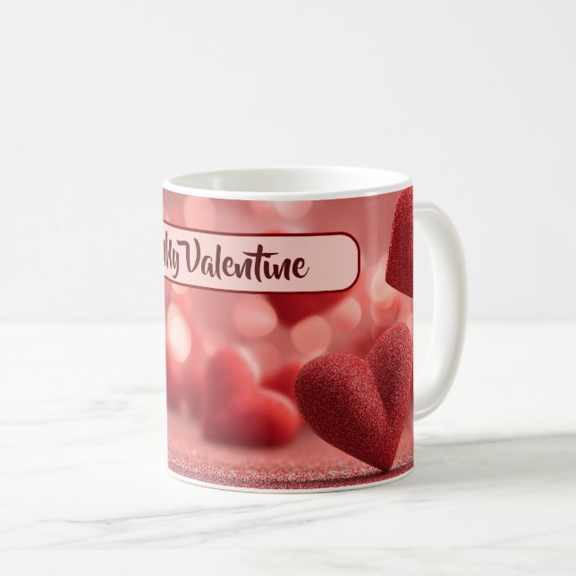 Caneca de Café Be My Valentine Cheia de Amor (Frente Esquerda)