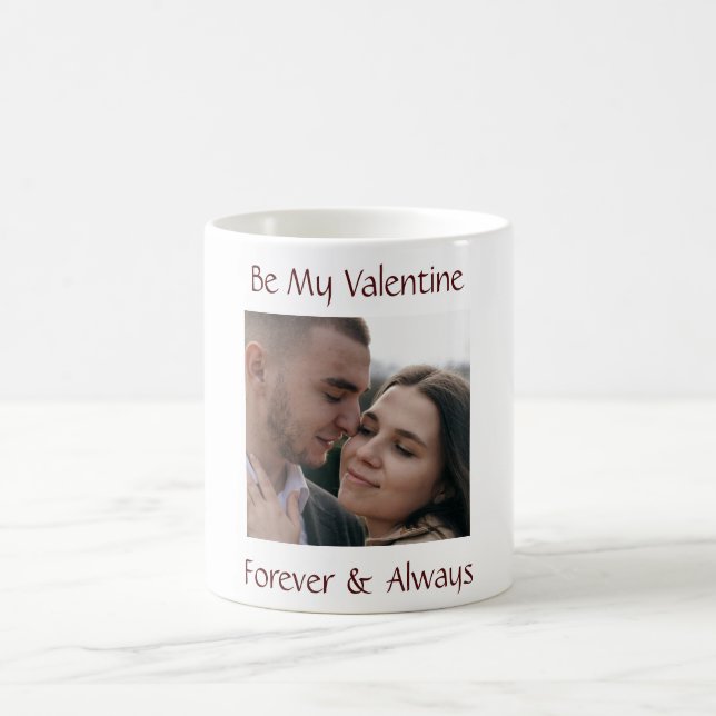 Caneca De Café Be My Valentine Mug Personalized Couple Photo (Centro)