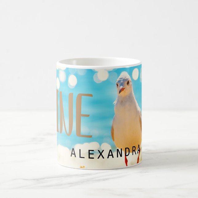 Caneca De Café Beach Blue Seagull Personalizado (Centro)