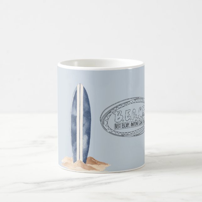 Caneca De Café Beach Blue Surf Board (Centro)