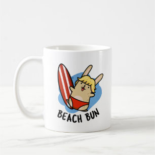 Caneca De Café Beach Bun Funny Bunny Puns