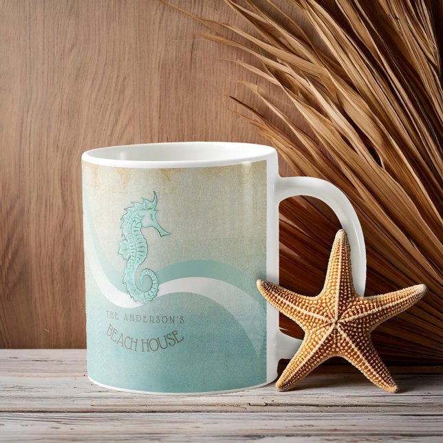 Caneca De Café Beach House Mar Aqua Blue ID623 (Criador carregado)