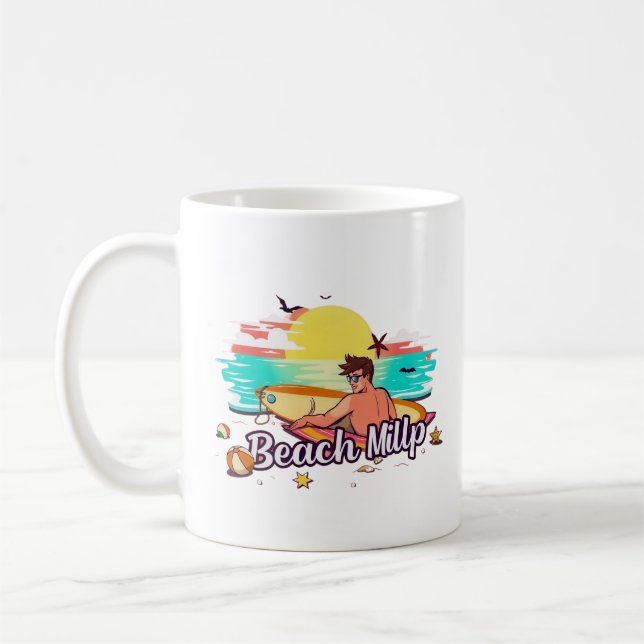 Caneca De Café Beach Mill: Surf, sol e diversão (Esquerda)