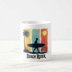 Caneca De Café Beach Rider ☕ Retro Surfer Tropical Mug