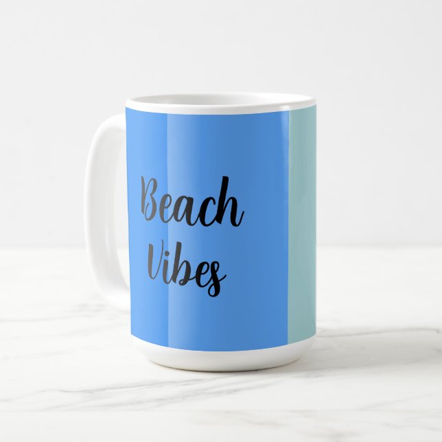 Caneca De Café Beach Vibes, Blue Stripes (Frente Esquerda)