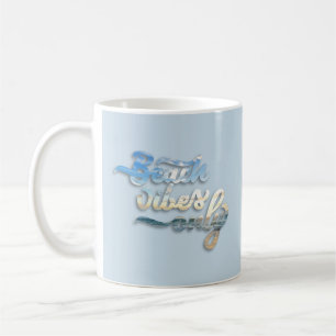 Caneca De Café Beach Vibes Typografia Blue