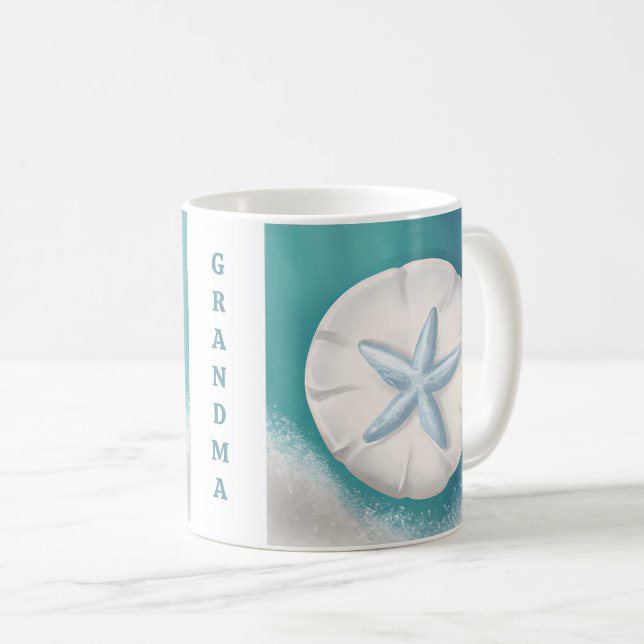 Caneca De Café Beachia Personalizada bonito de Fécula Teal (Frente Esquerda)