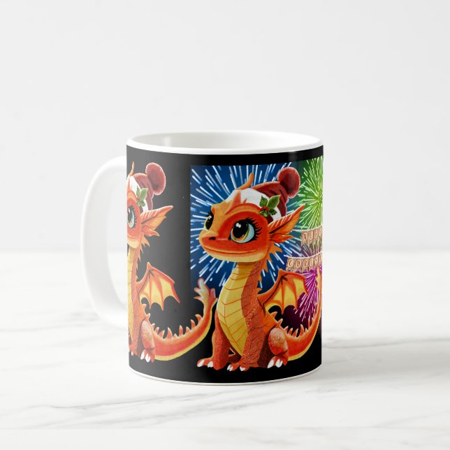 Caneca De Café Bead Dragon para Feliz Natal (Frente Esquerda)