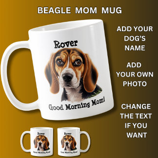 Caneca De Café Beagle, adicione o nome do cão, altere a foto