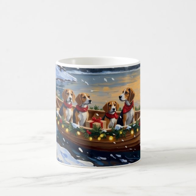 Caneca De Café Beagle Christmas Boat Holiday (Centro)