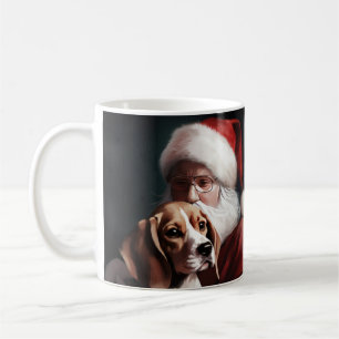 Caneca De Café Beagle Com O Papai Noel Natal Festivo