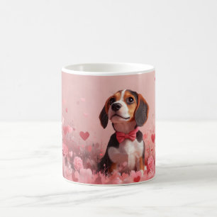 Caneca De Café Beagle com Rosas - Dia dos Namorados