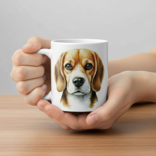 Caneca De Café Beagle de Aquarela 